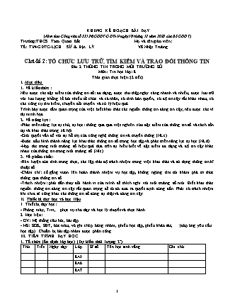 Giáo án Tin học 8 (Kết nối tri thức với cuộc sống) - Chủ đề 2: Tổ chức lưu trữ, tìm kiếm và trao đổi thông tin - Bài 2: Thông tin trong môi trường số - Võ Nhật Trường