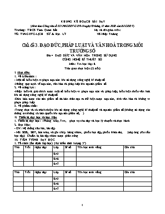 Giáo án Tin học 8 (Kết nối tri thức với cuộc sống) - Chủ đề 3: Đạo đức, pháp luật và văn hoá trong môi trường số - Bài 4: Đạo đức và văn hóa trong sử dụng công nghệ kĩ thuật số - Võ Nhật Trường