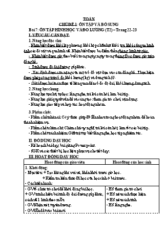 Giáo án Toán học 3 (Kết nối tri thức với cuộc sống) - Chủ đề 1: Ôn tập và bổ sung - Bài 7: Ôn tập hình học và đo lường (Tiết 2)