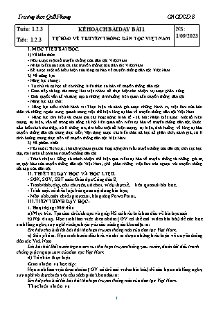 Kế hoạch bài dạy Giáo dục công dân 8 (Kết nối tri thức với cuộc sống) - Bài 1: Tự hào về truyền thống dân tộc Việt Nam - Trường THCS Quế Phong