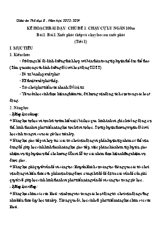 Kế hoạch bài dạy Giáo dục thể chất 8 (Kết nối tri thức với cuộc sống) - Năm học 2023-2024