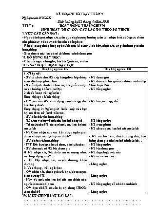 Kế hoạch bài dạy Lớp 3 (Kết nối tri thức với cuộc sống) - Tuần 2 - Năm học 2022-2023