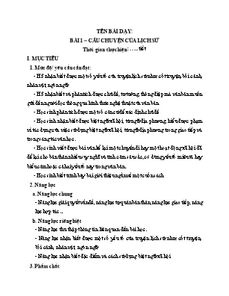 Kế hoach bài dạy Ngữ văn 8 (Kết nối tri thức với cuộc sống) - Bài 1: Câu chuyện của lịch sử