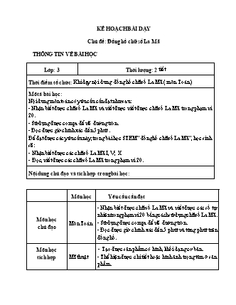 Kế hoạch bài dạy Toán học 3 (Kết nối tri thức với cuộc sống) - Chủ đề: Đồng hồ chữ số La Mã