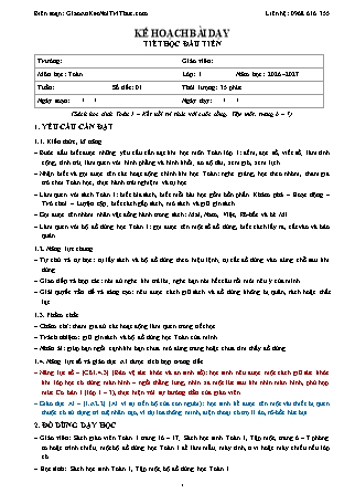Kế hoạch bài dạy Toán lớp 1 tích hợp năng lực số và AI đầy đủ cả năm học 2026-2027